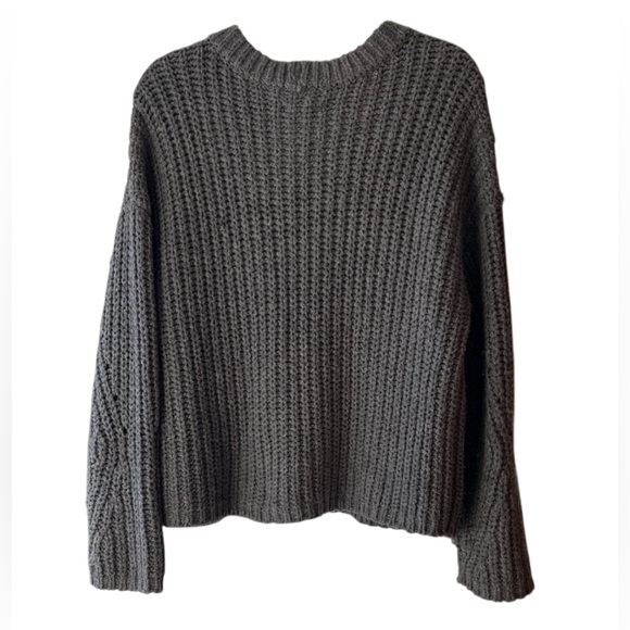 Aerie Gray Wide Rib Crew Neck Sweater Size S EUC Comfy Cozy Warm - Picture 3 of 12